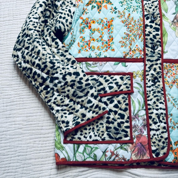 Johnny Was Liliana Quilted Pocket Coat Jacket Leopard Print Animal Cheetah XS/S - Picture 8 of 16